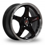 15 Inch Lenso D1-R Black Polished Lip Alloy Wheels