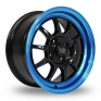 16 Inch Rota GT3 Black Blue Lip Alloy Wheels