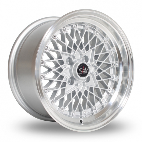 15 Inch Rota OS Mesh Silver Polished Lip Alloy Wheels