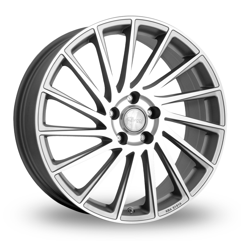 19 Inch Brock B39 Matt Grey Polished Alloy Wheels