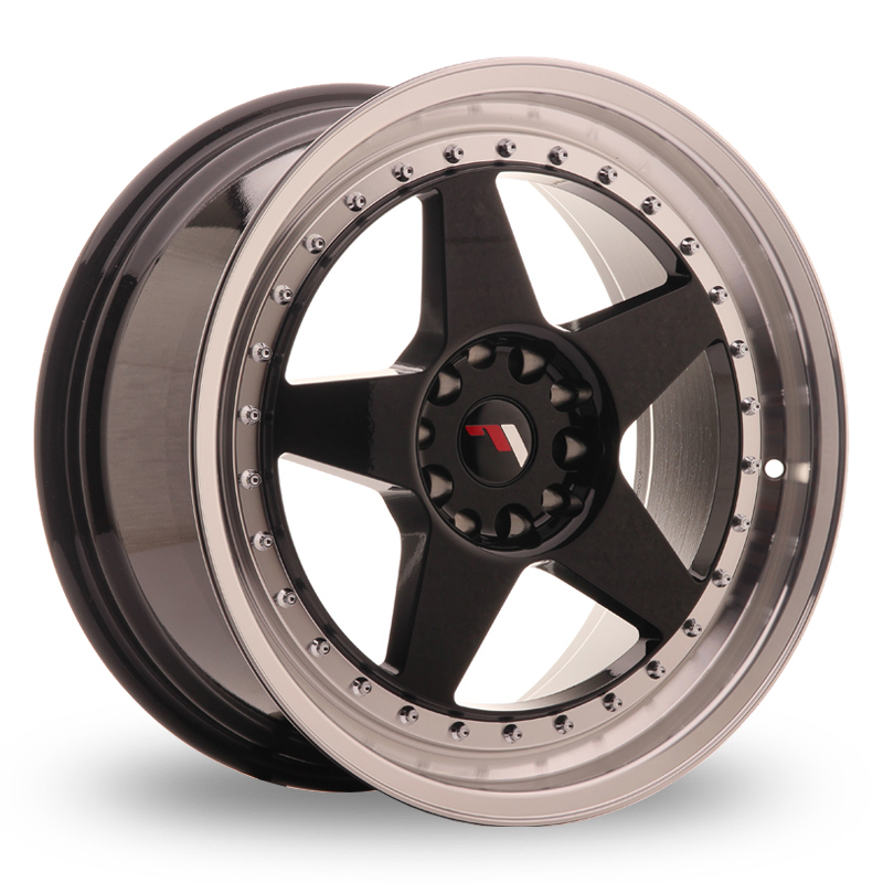 18 Inch Japan Racing JR6 (8.5x18) Gloss Black Machined Lip Alloy Wheels