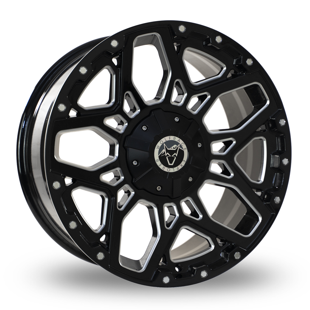 20 Inch Wolfrace Sahara Black Polished Alloy Wheels