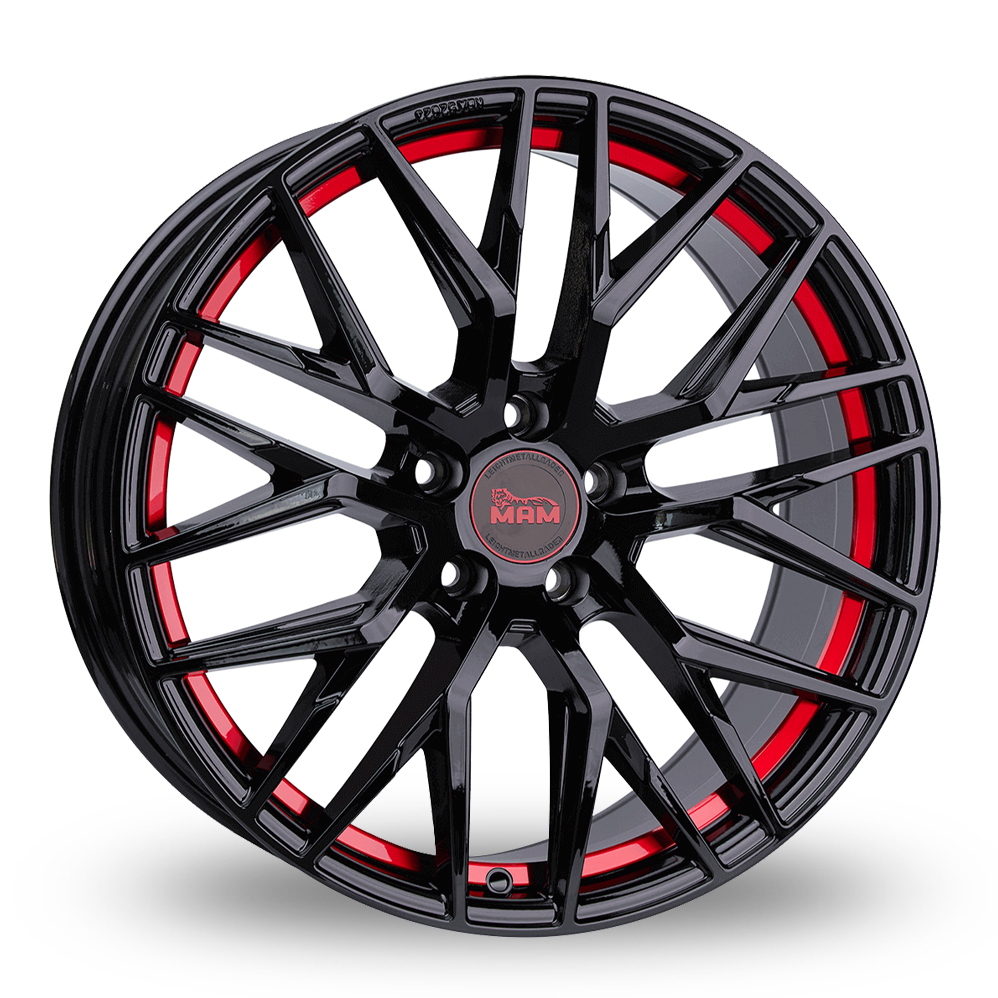 19 Inch MAM RS4 Black Red Inside Alloy Wheels