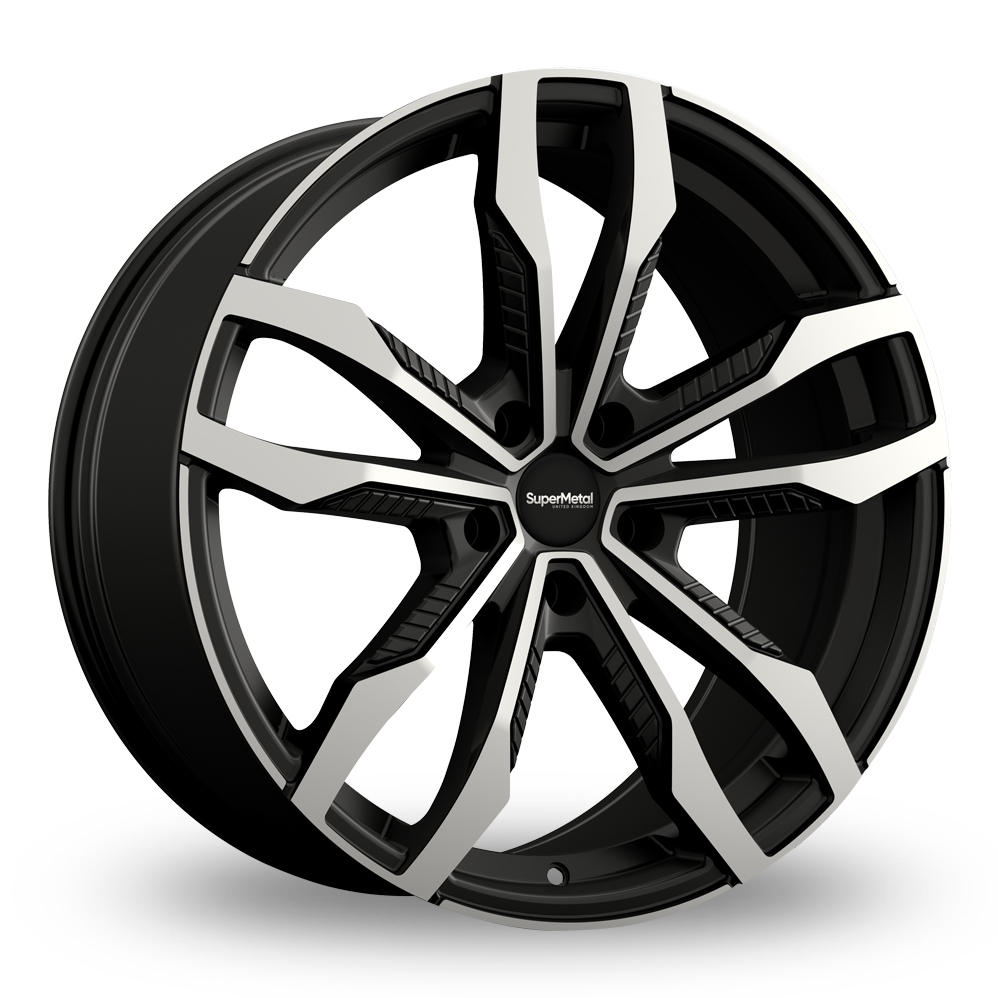 20 Inch SuperMetal Fin Black Polished Alloy Wheels