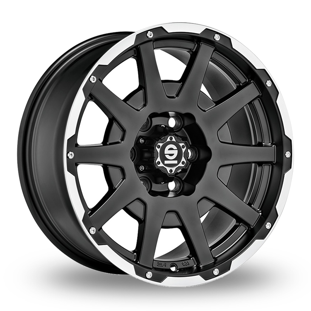 17 Inch Sparco Dakar Black Polished Alloy Wheels