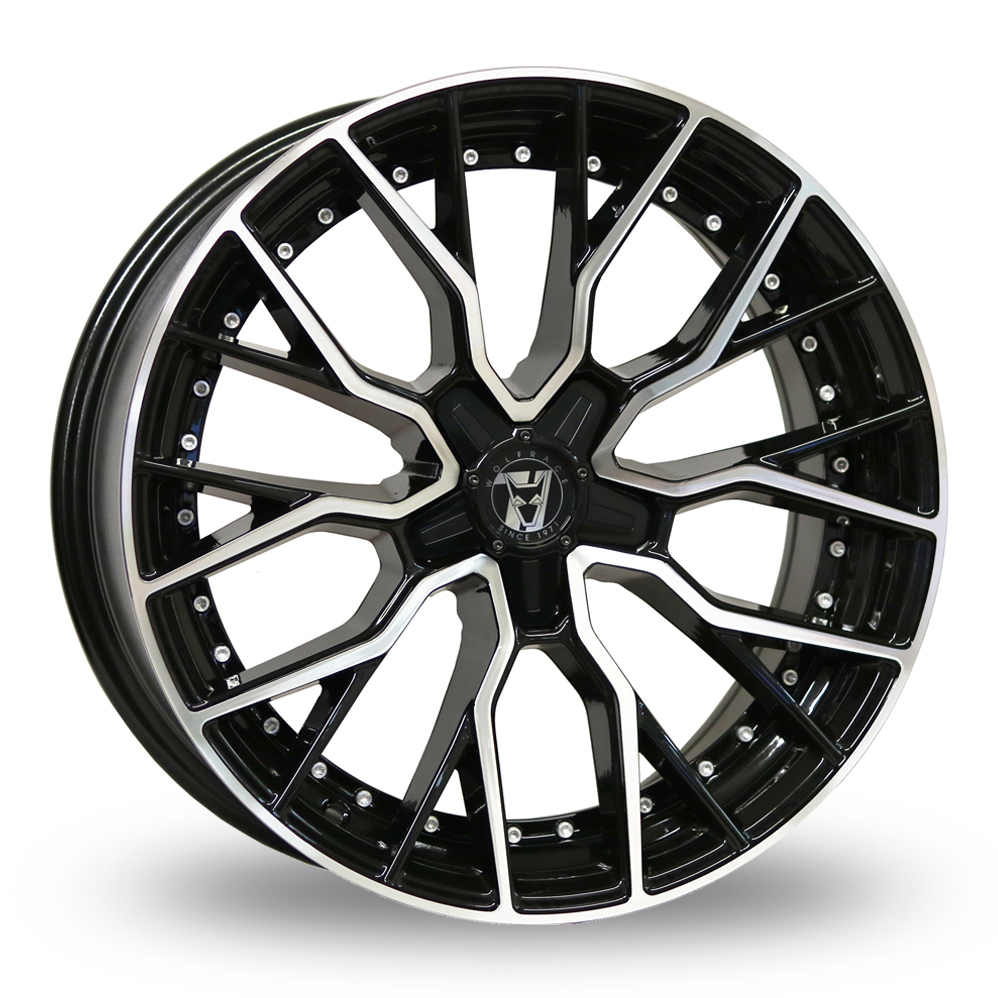 20 Inch Wolfrace Munich GTR Custom Gloss Black Polished Alloy Wheels