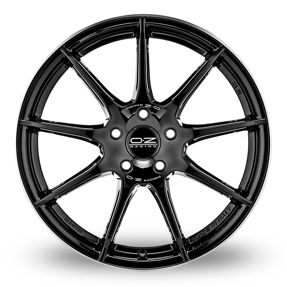 17 Inch OZ Racing Veloce GT Black Polished Lip Alloy Wheels