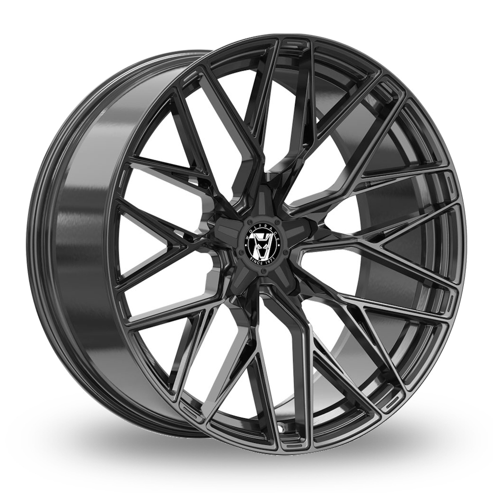 20 Inch Wolfrace Wolfsburg GTR Black Edition Gloss Black Alloy Wheels