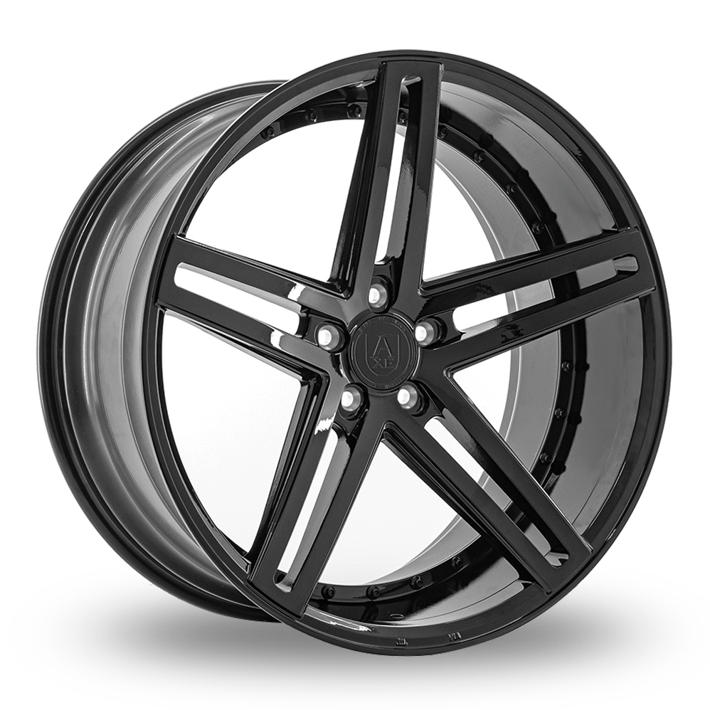 9x22 (Front) & 10.5x22 (Rear) Axe EX20 Gloss Black Alloy Wheels