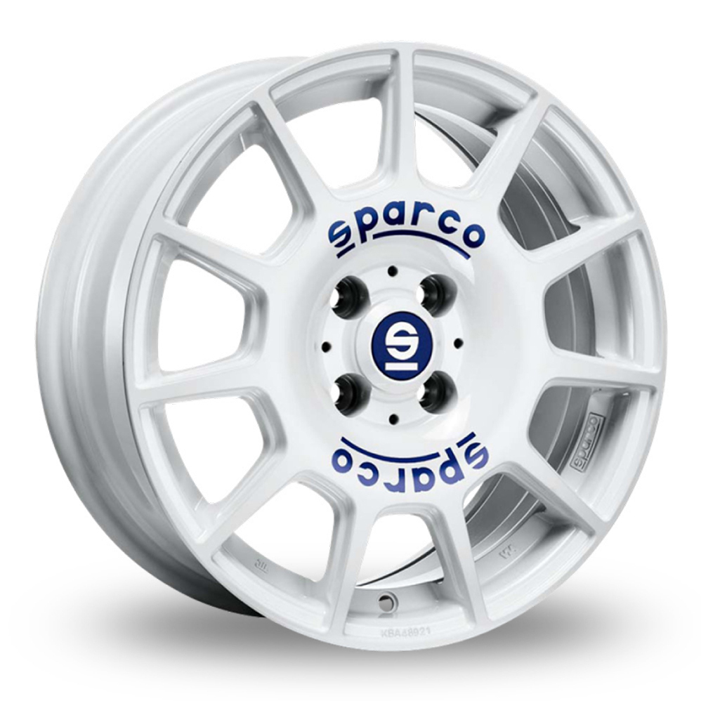 17 Inch Sparco Terra White Blue Alloy Wheels