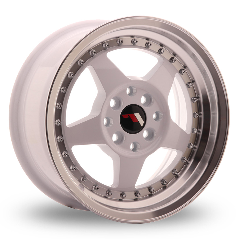 15 Inch Japan Racing JR6 (7x15) White Machined Lip Alloy Wheels