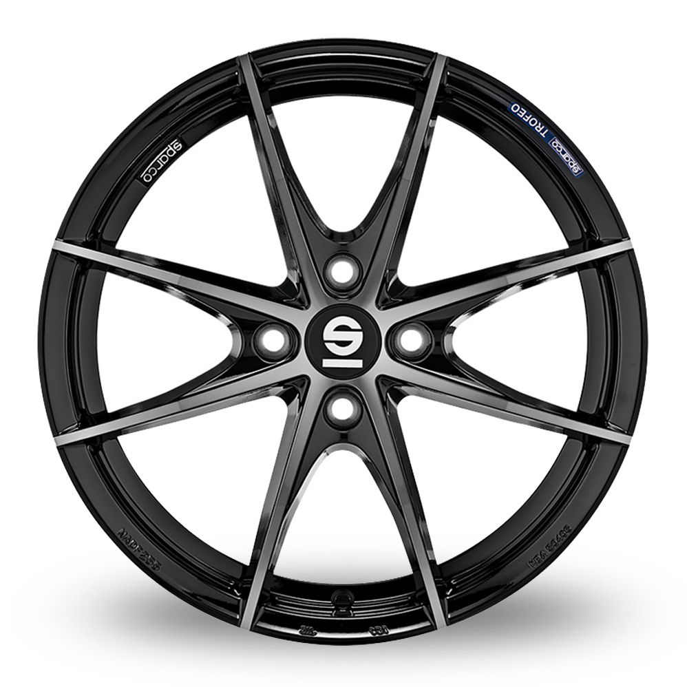 15 Inch Sparco Trofeo 4 Black Polished Alloy Wheels