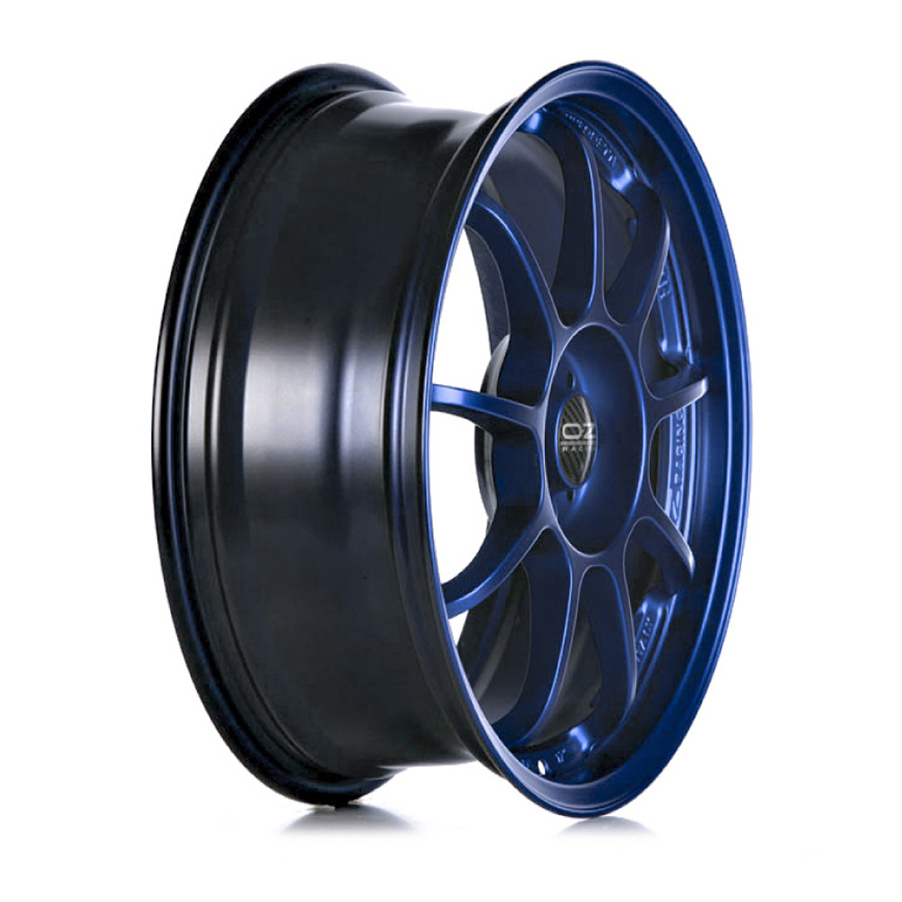 8x18 or 8.5x18 (Front) 10x18, 11x18 or 12x18 (Rear) OZ Racing Alleggerita HLT Blue Alloy Wheels