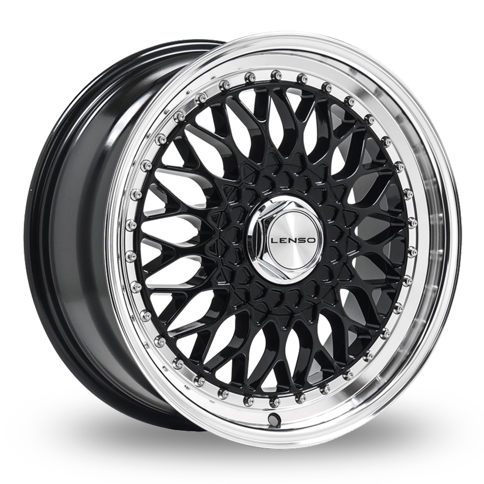 15 Inch Lenso BSX Black Polished Alloy Wheels