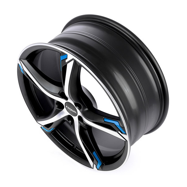 17 Inch Ronal R62 Black Polished Blue Alloy Wheels