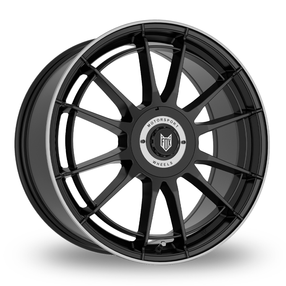 18 Inch Fox Racing VR4 Satin Black Polished Lip Alloy Wheels