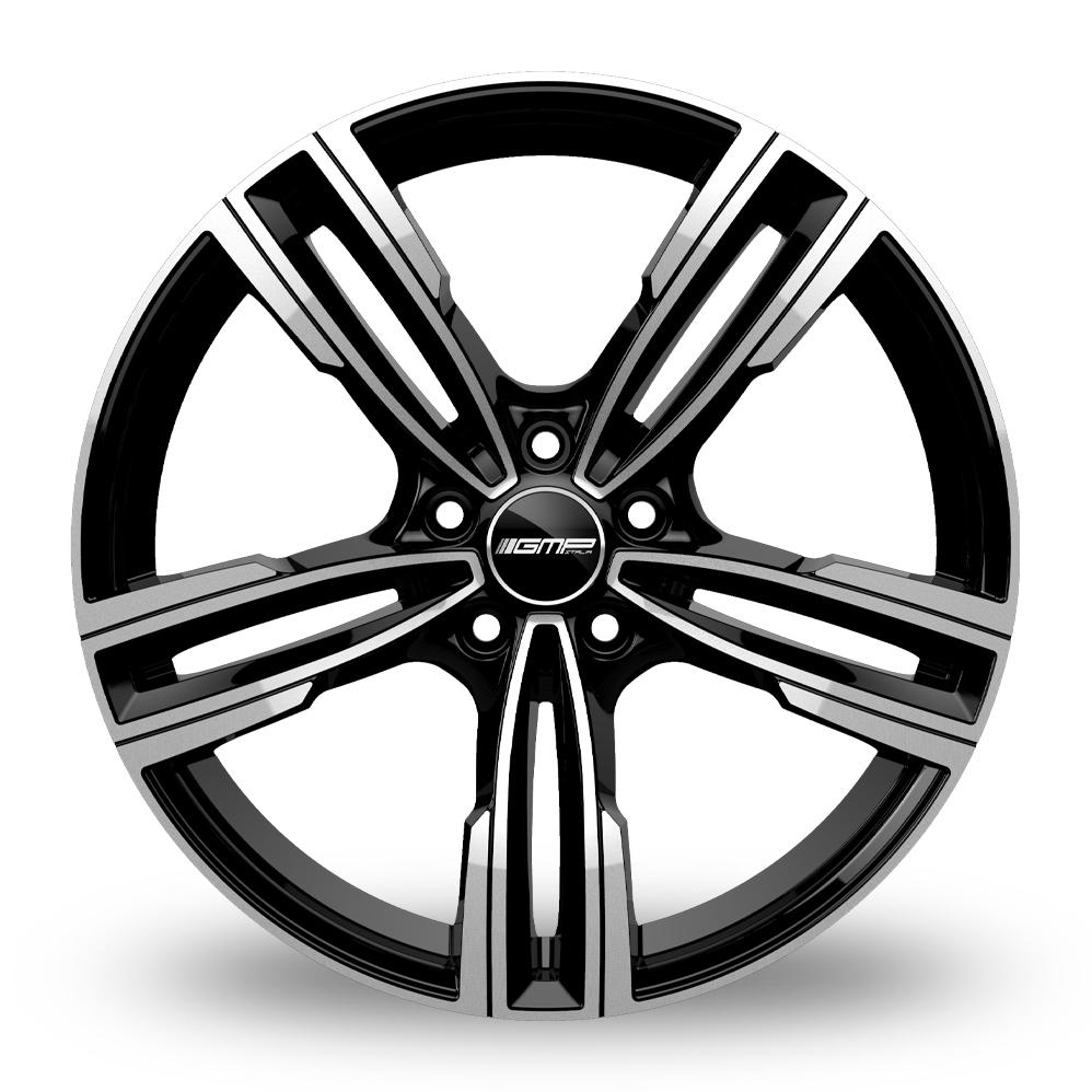 8.5x20 (Front) & 9.5x20 (Rear) GMP Italia Reven Black Polished Alloy Wheels