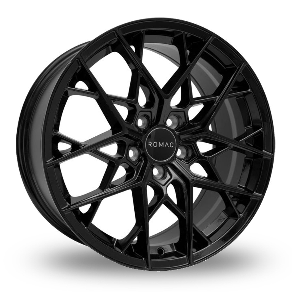 8x19 (Front) & 9x19 (Rear) Romac Vortex Gloss Black Alloy Wheels