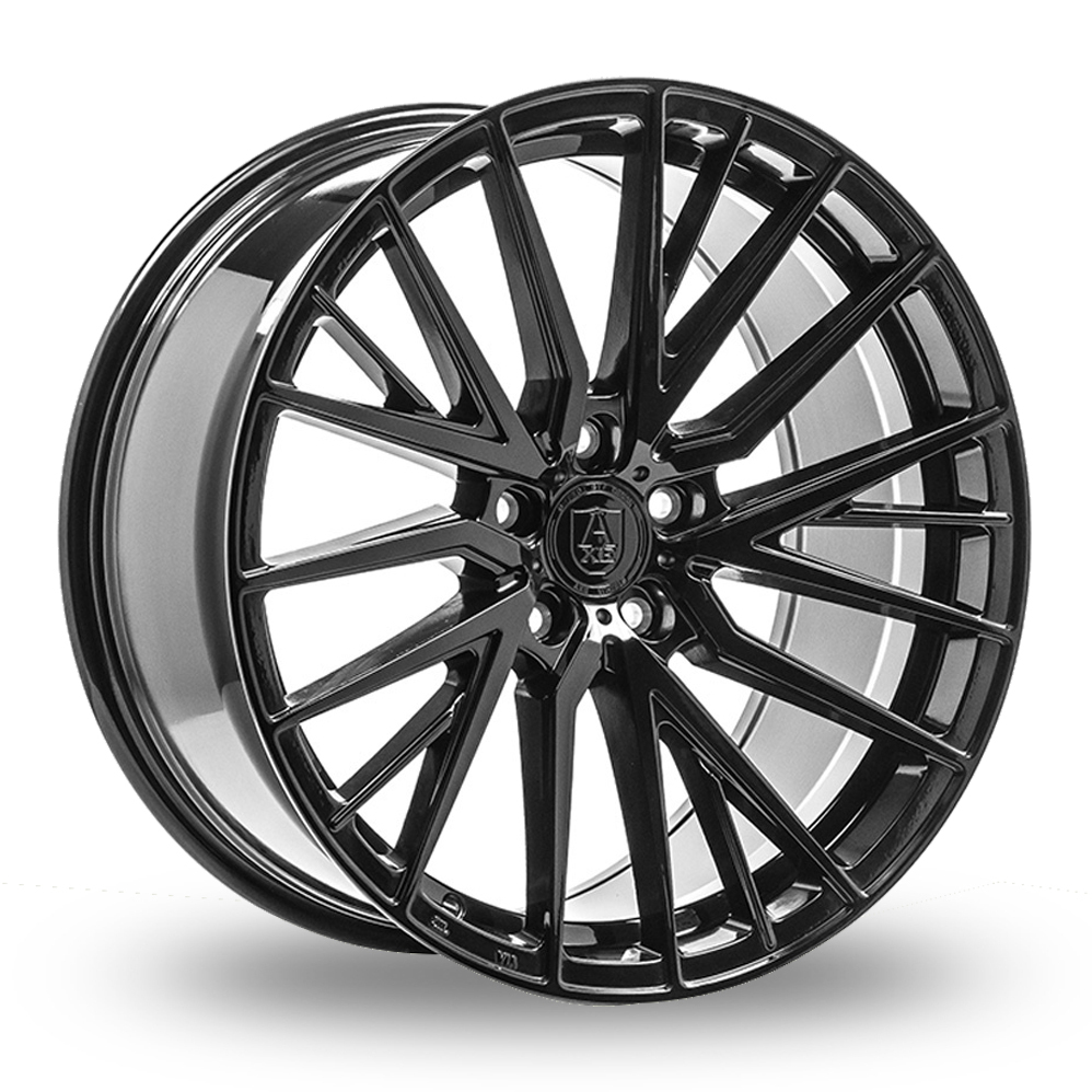 9x22 (Front) & 10.5x22 (Rear) Axe EX40 Gloss Black Alloy Wheels