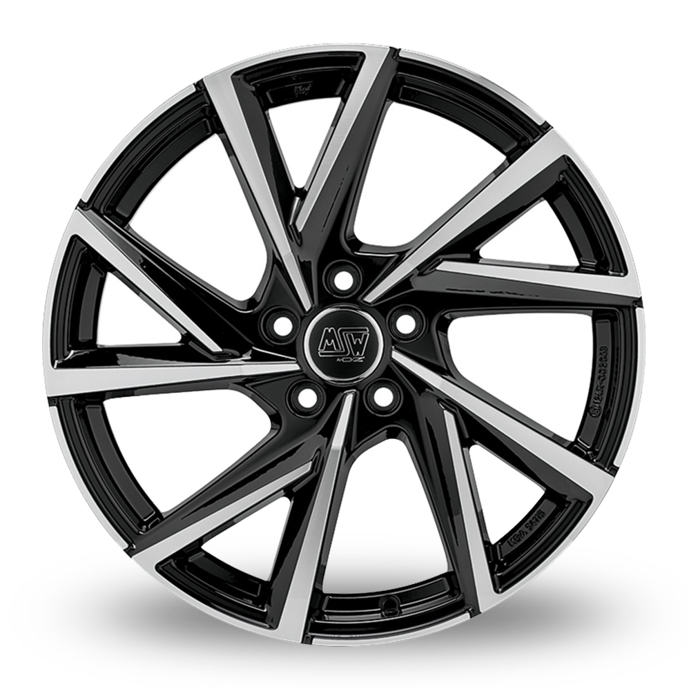 17 Inch MSW (by OZ) 80-5 Gloss Black Polished Alloy Wheels