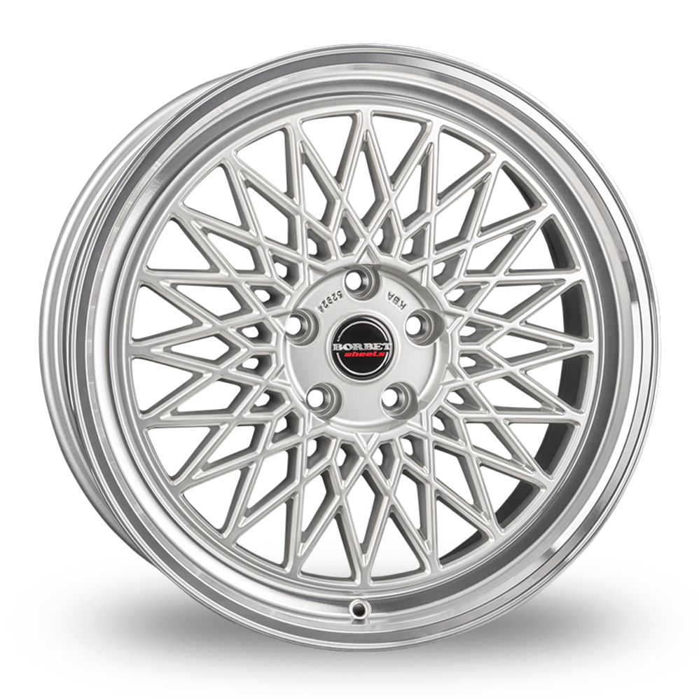 17 Inch Borbet B Silver Polished Lip Alloy Wheels