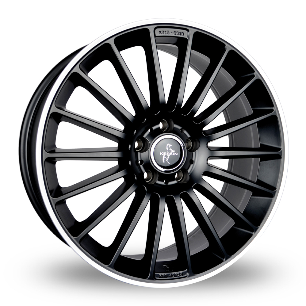 19 Inch Keskin Tuning KT15 Matt Black Lip Polished Alloy Wheels