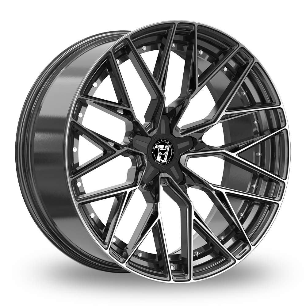 20 Inch Wolfrace Wolfsburg GTR Custom Black Polished Alloy Wheels