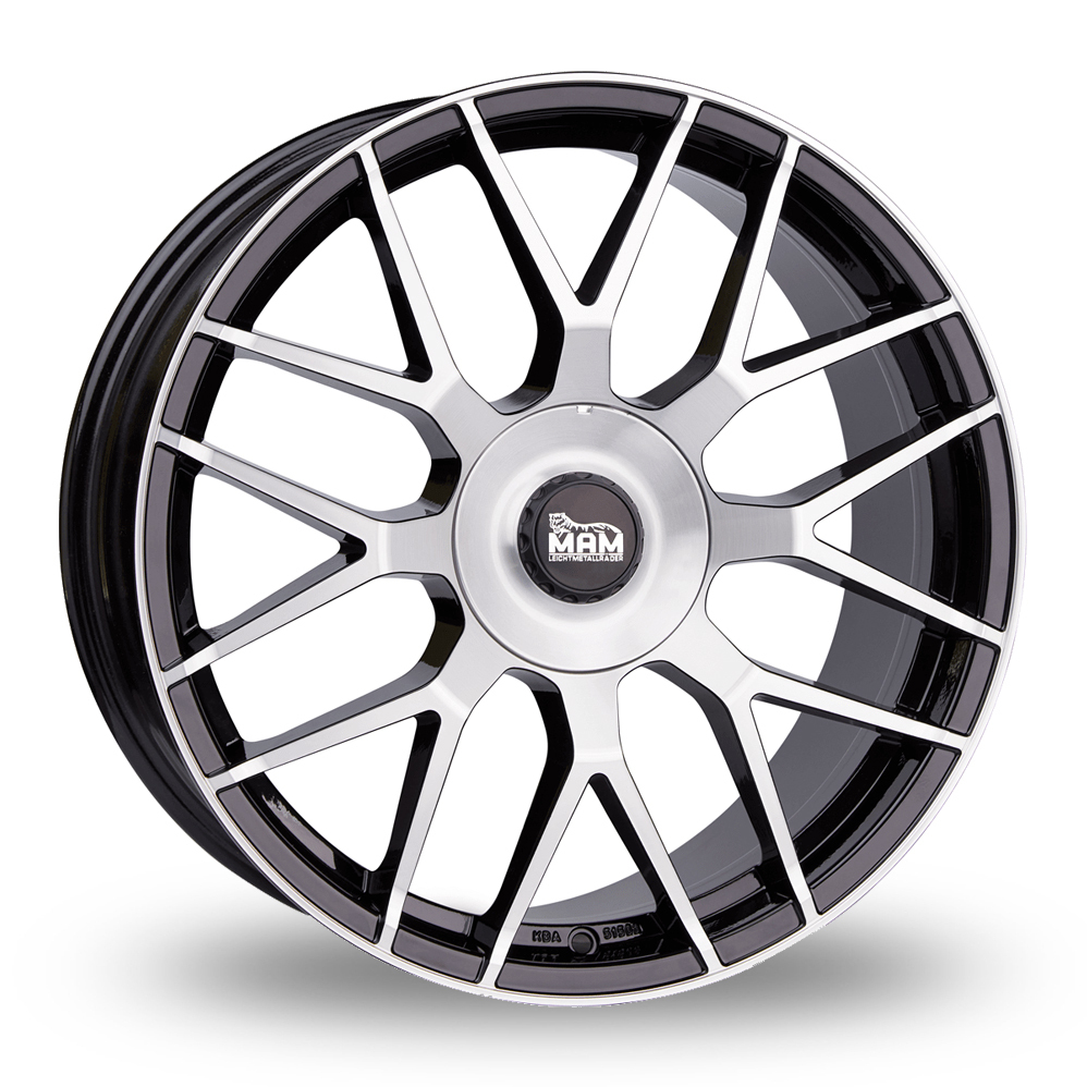 20 Inch MAM GT1 Black Polished Alloy Wheels