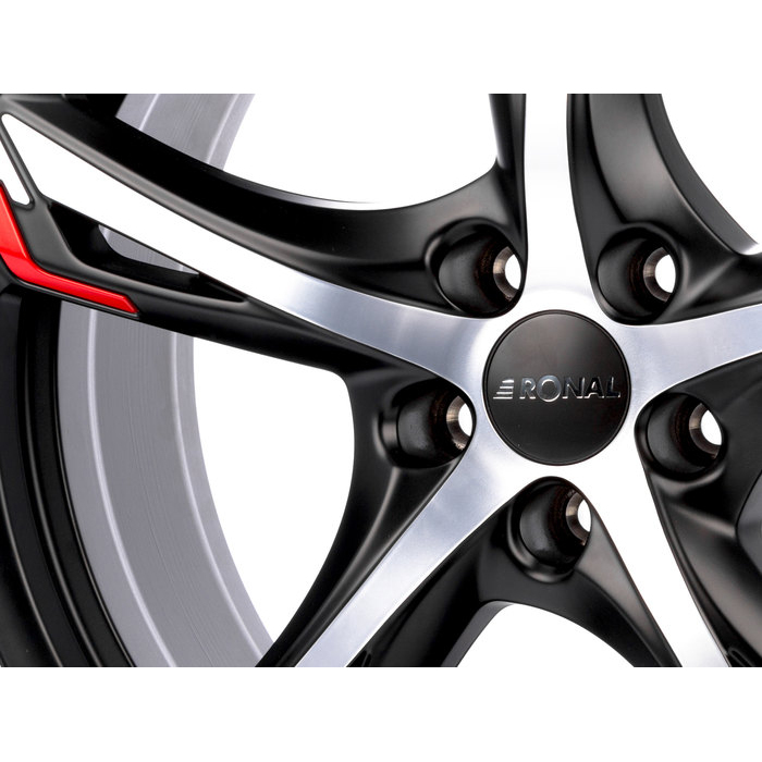 18 Inch Ronal R62 Black Polished Red Alloy Wheels