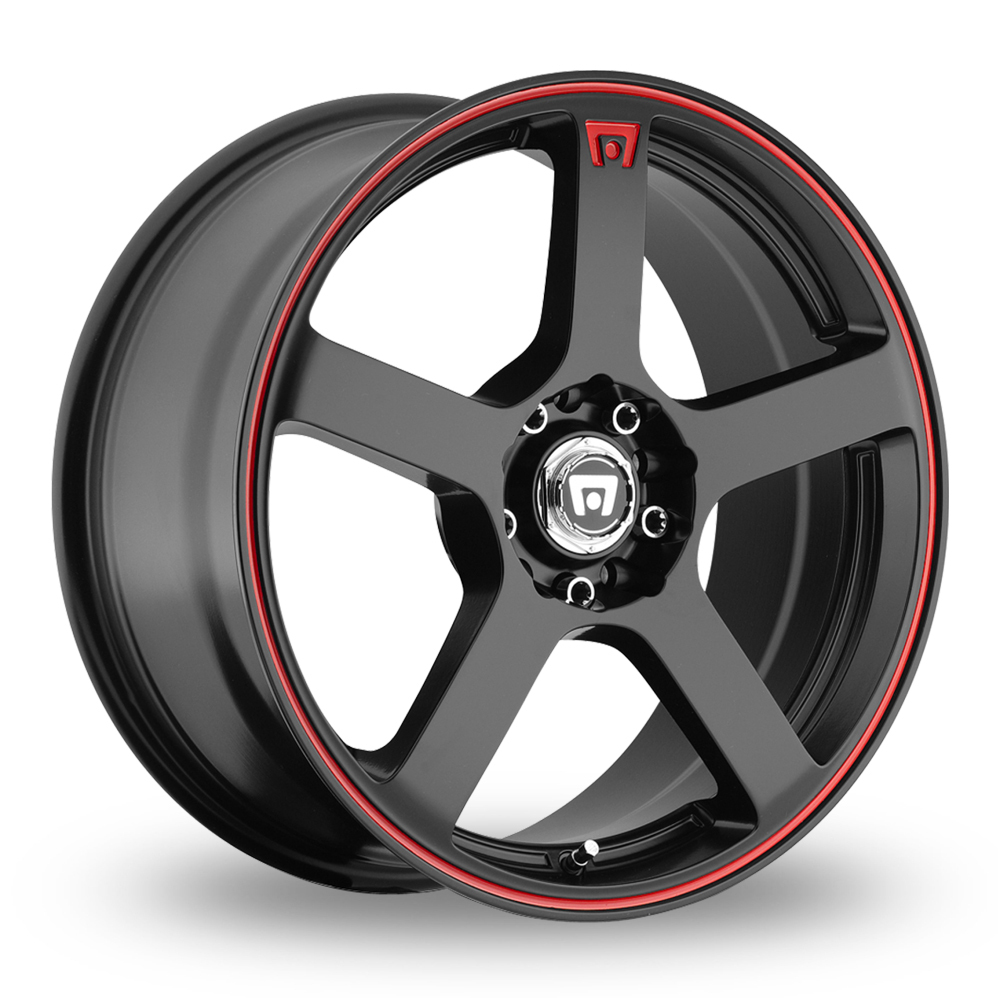 18 Inch Motegi Racing M116 Matt Black Red Accent Alloy Wheels