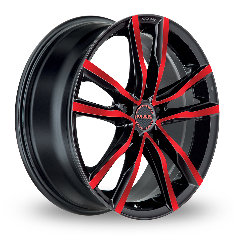 18 Inch MAK Milano 5 Black Red Alloy Wheels