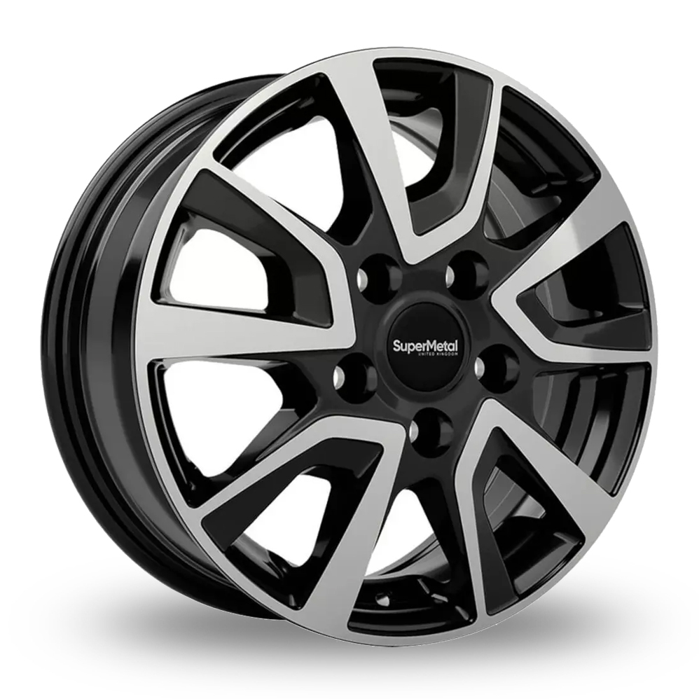 16 Inch SuperMetal Vault Gloss Black Polished Alloy Wheels