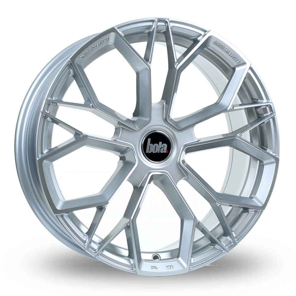 8x18 (Front) & 9x18 (Rear) Bola FLF Silver Polished Alloy Wheels