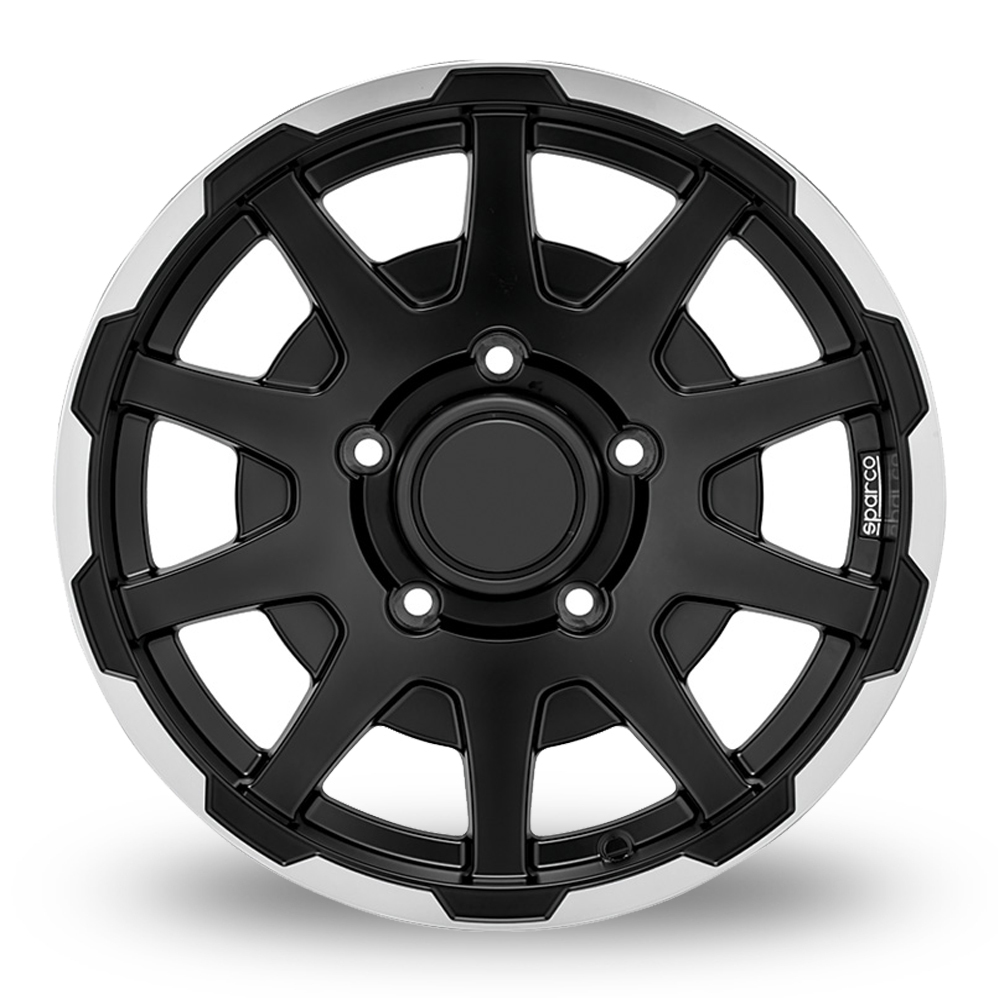 16 Inch Sparco Dakar Black Polished Alloy Wheels