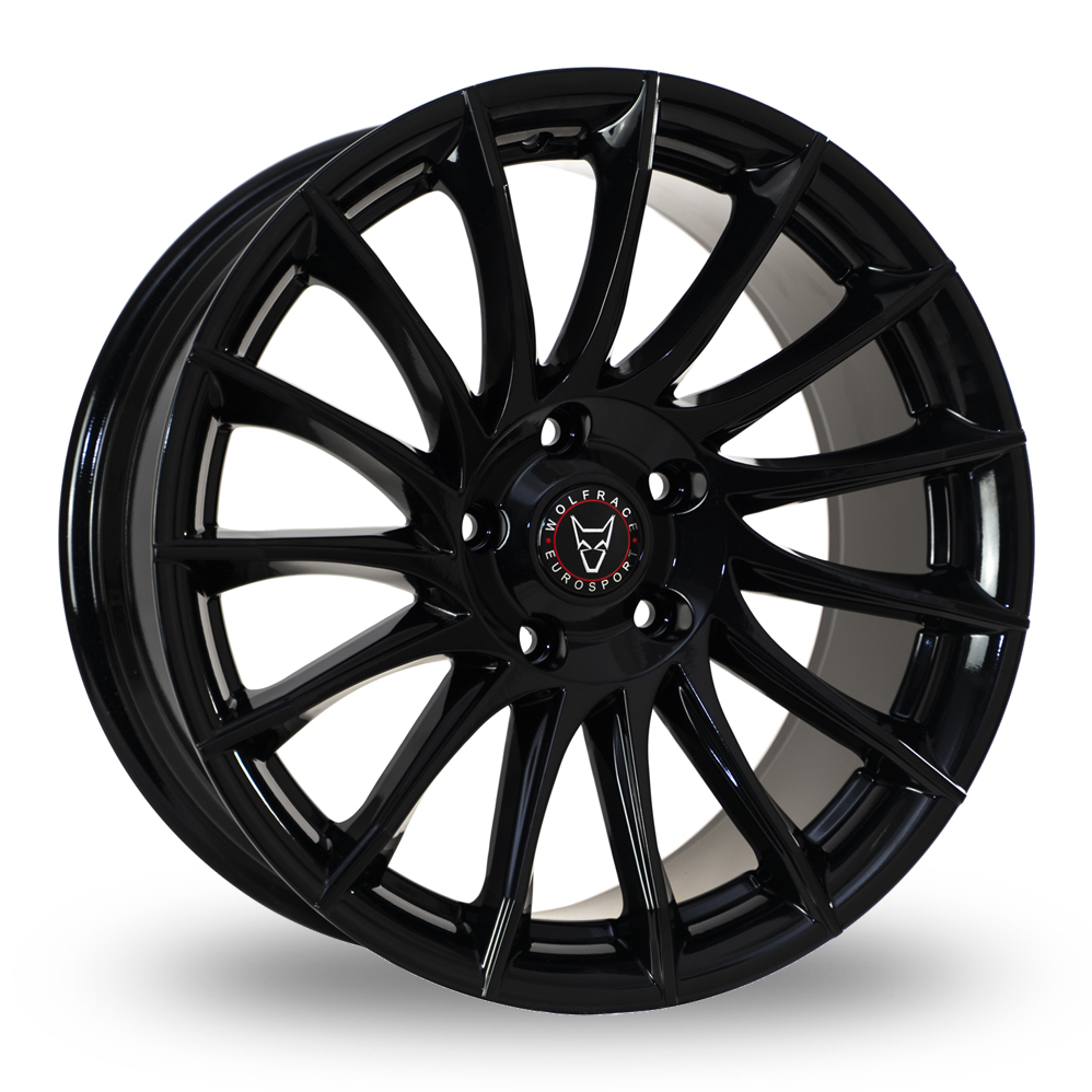 18 Inch Wolfrace Aero Gloss Black Alloy Wheels