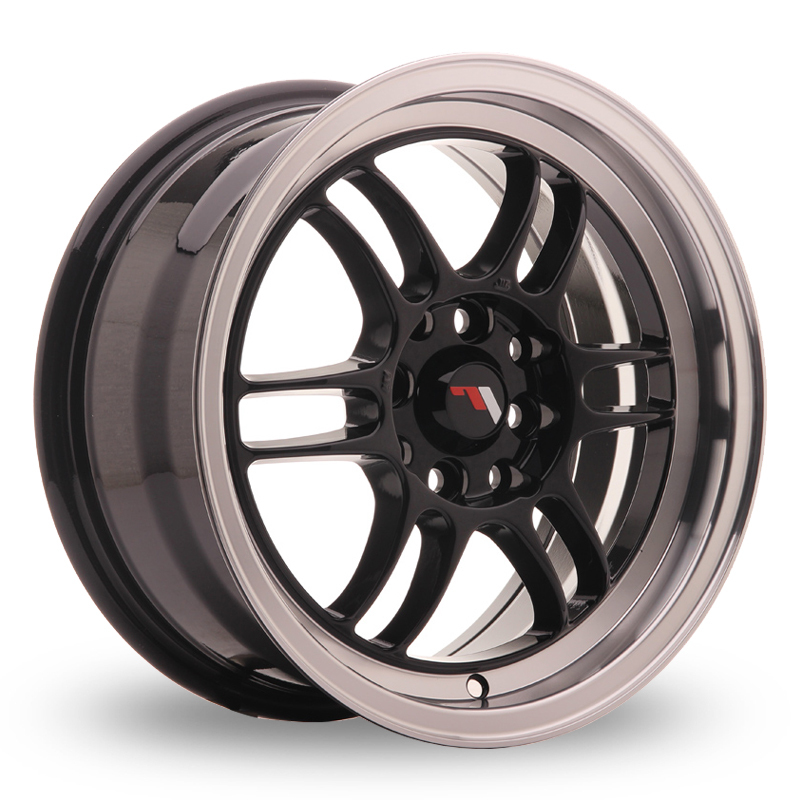 15 Inch Japan Racing JR7 (7x15) Gloss Black Machined Lip Alloy Wheels