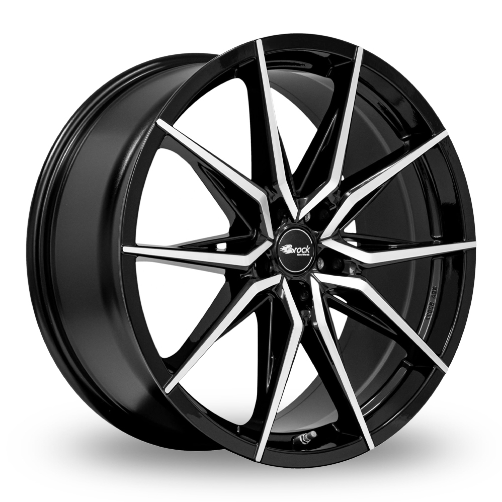 18 Inch Brock B42 Black Polished Alloy Wheels