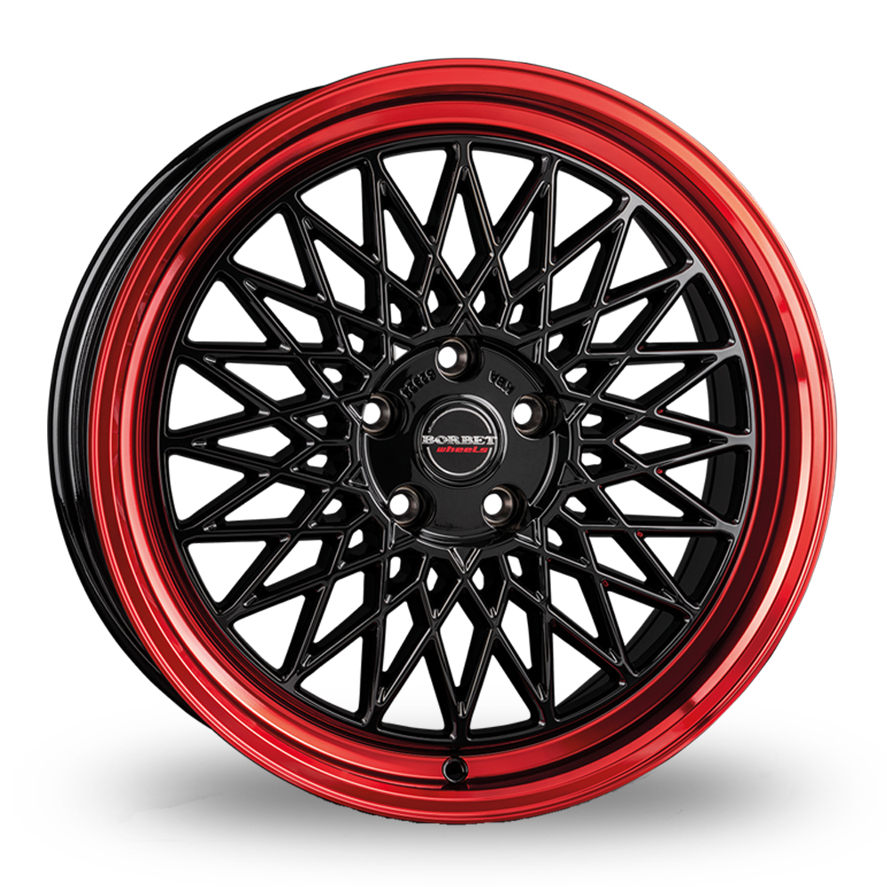 17 Inch Borbet B Black Red Alloy Wheels