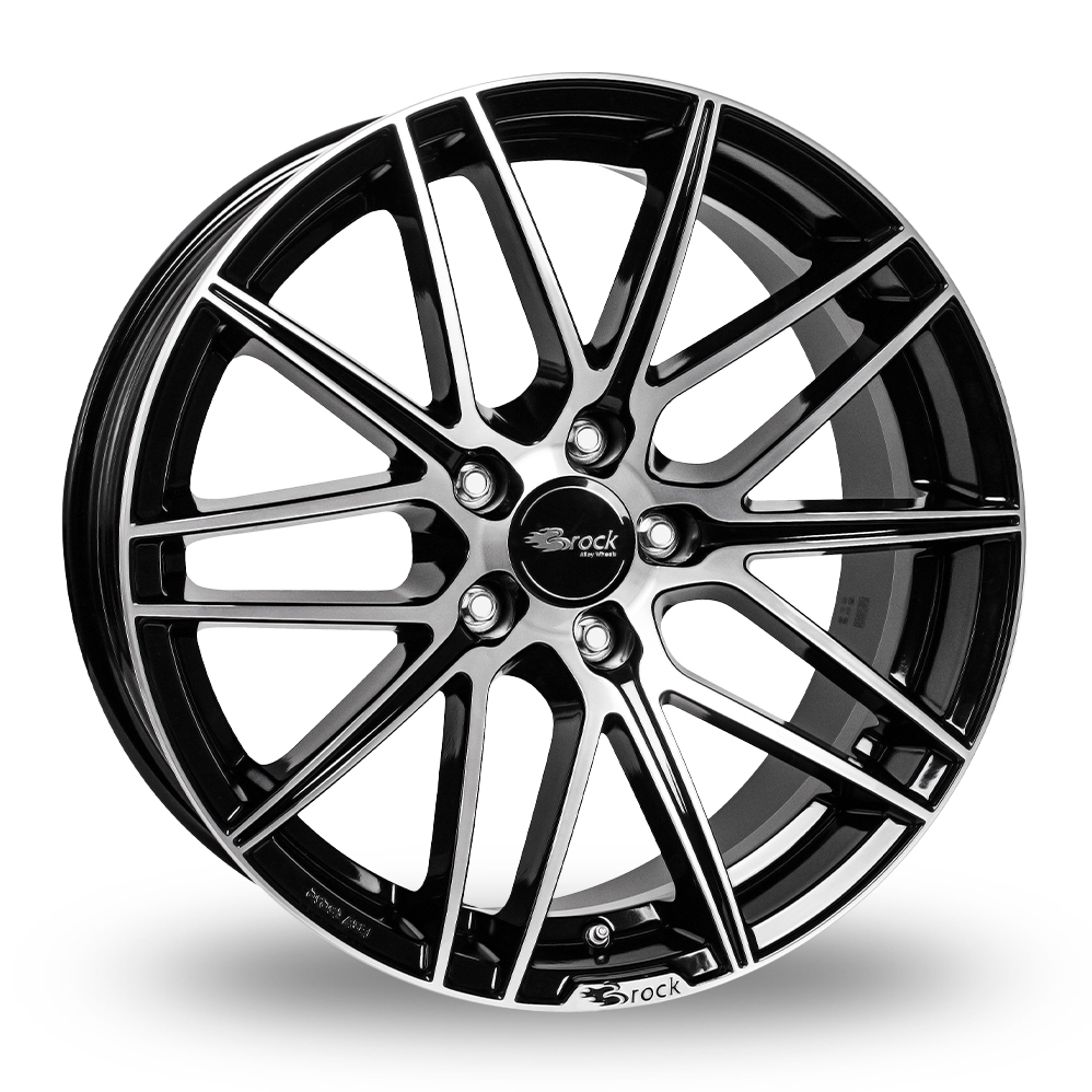 18 Inch Brock B34 Gloss Black Polished Alloy Wheels