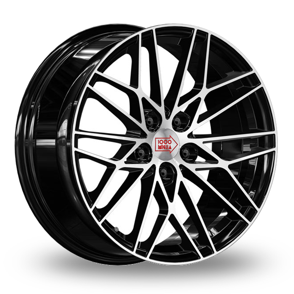 19 Inch Mille Miglia 1015 Black Polished Alloy Wheels