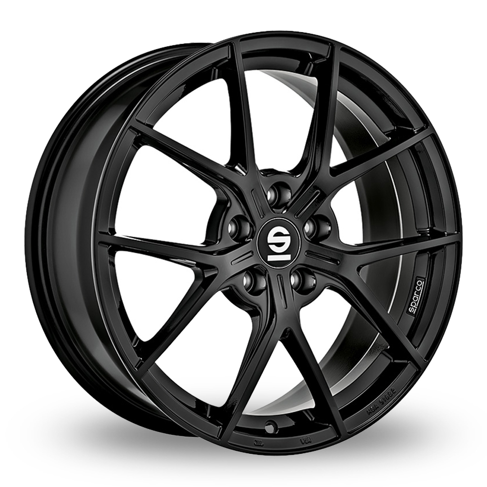 18 Inch Sparco Podio Gloss Black Alloy Wheels