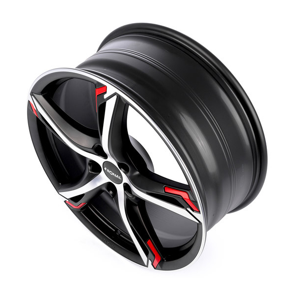 17 Inch Ronal R62 Black Polished Red Alloy Wheels