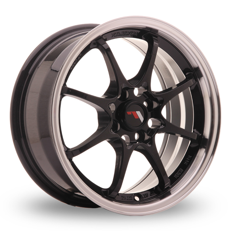 15 Inch Japan Racing JR5 (7x15) Gloss Black Machined Lip Alloy Wheels