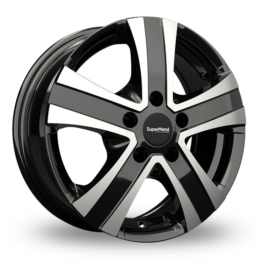 15 Inch SuperMetal Hammer Black Polished Alloy Wheels