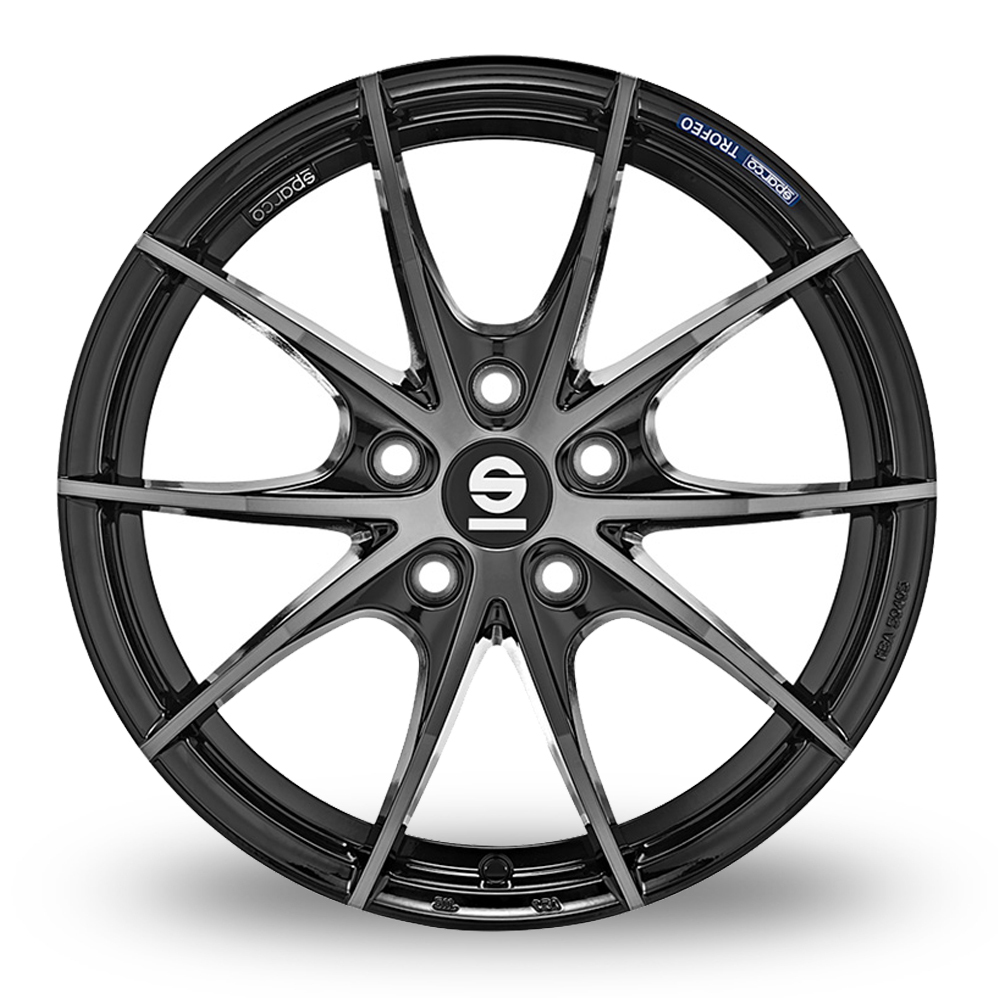 17 Inch Sparco Trofeo 5 Black Polished Alloy Wheels