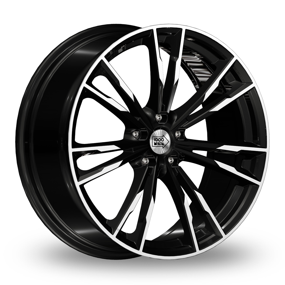 18 Inch Mille Miglia 055 Black Polished Alloy Wheels