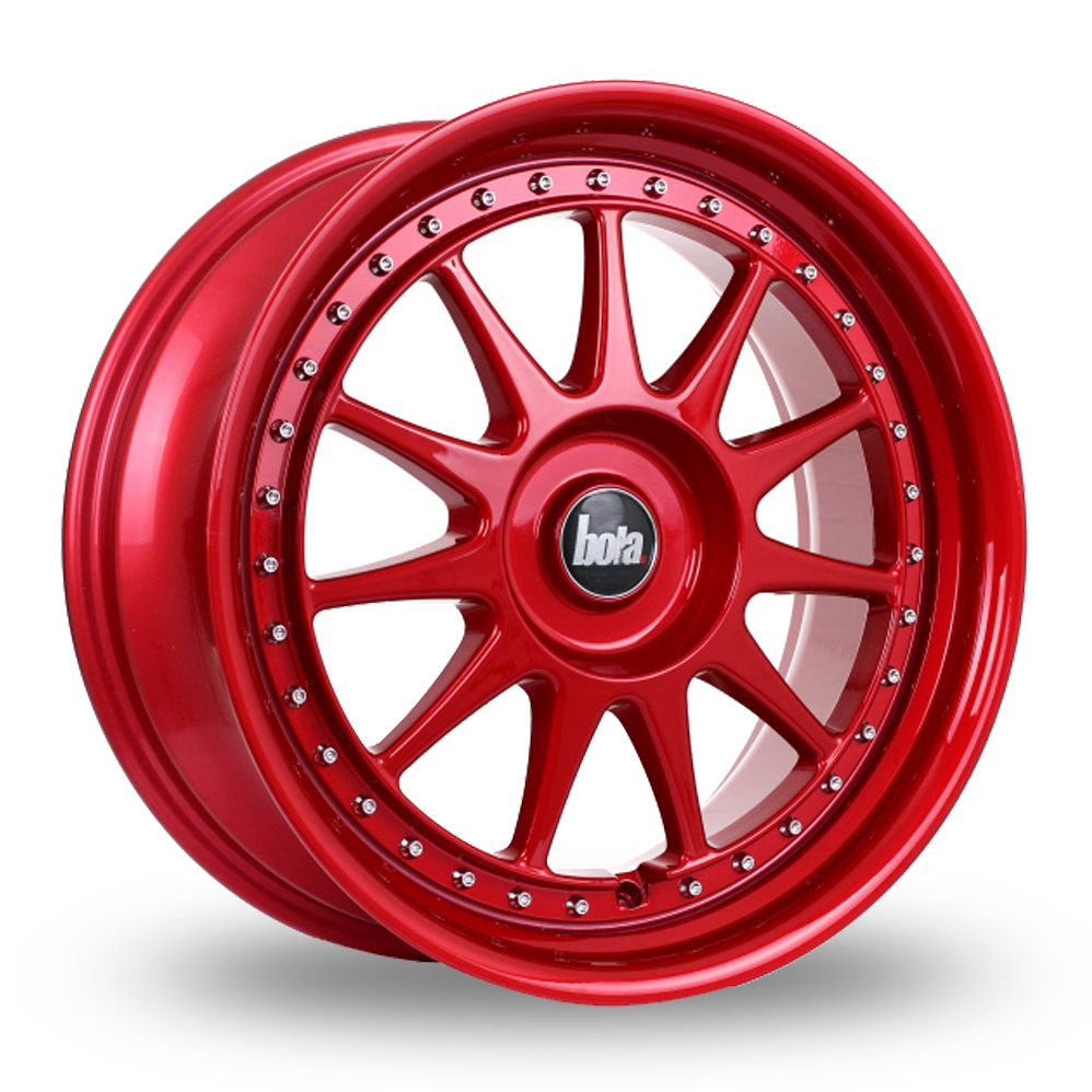 8x18 (Front) & 9x18 (Rear) Bola B4 Red Alloy Wheels