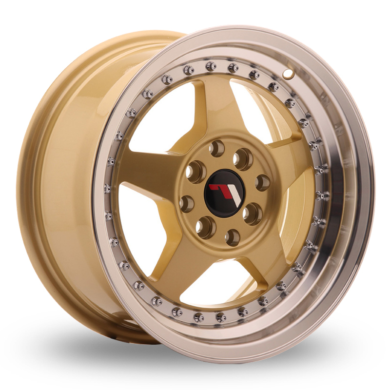 15 Inch Japan Racing JR6 (7x15) Gold Machined Lip Alloy Wheels