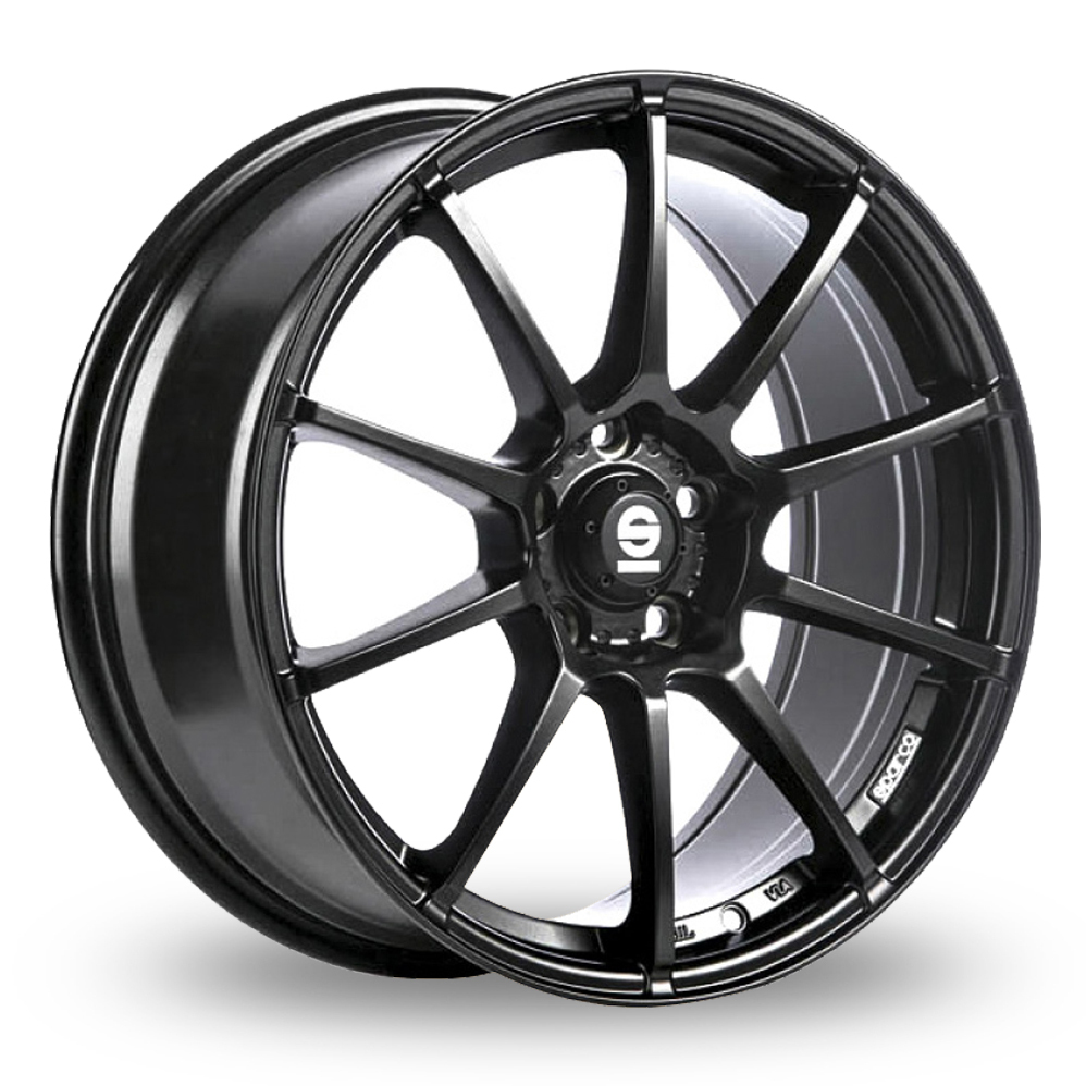 16 Inch Sparco Assetto Gara Black Alloy Wheels
