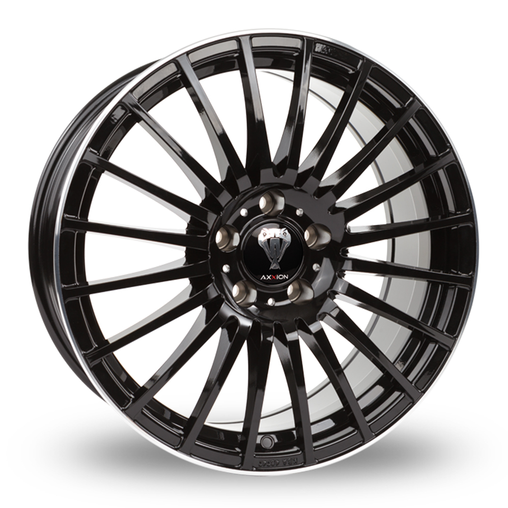 20 Inch Axxion AX5 Gloss Black Polished Lip Alloy Wheels